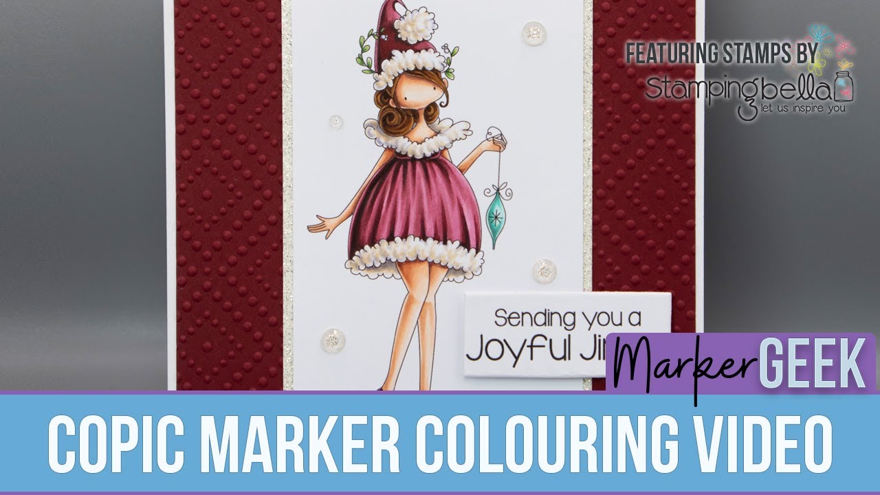 Copic Marker Colouring Stamping Bella Curvy Girl Feels Festive christmas rubber stamp