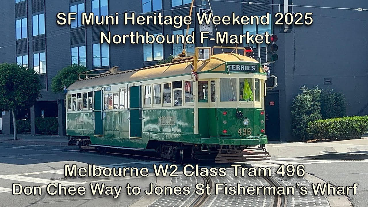 SF Muni Heritage Weekend 2025 Melbourne W2 Class Tram 496 Northbound F-Market to Jones St 4K60