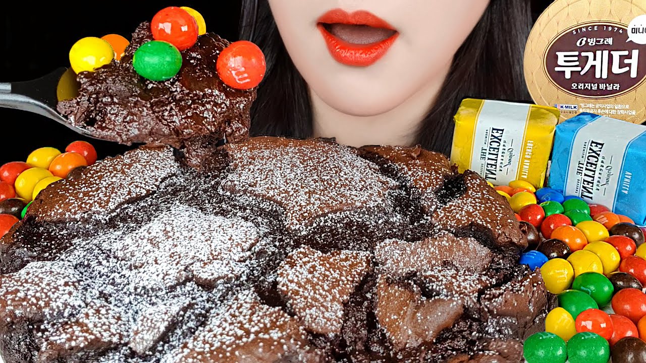 ASMR GIANT FONDANT AU CHOCOLAT MUKBANG 직접 만든 초콜릿 가득 *퐁당 오 쇼콜라* 먹방 NO TALKING EATING SOUNDS