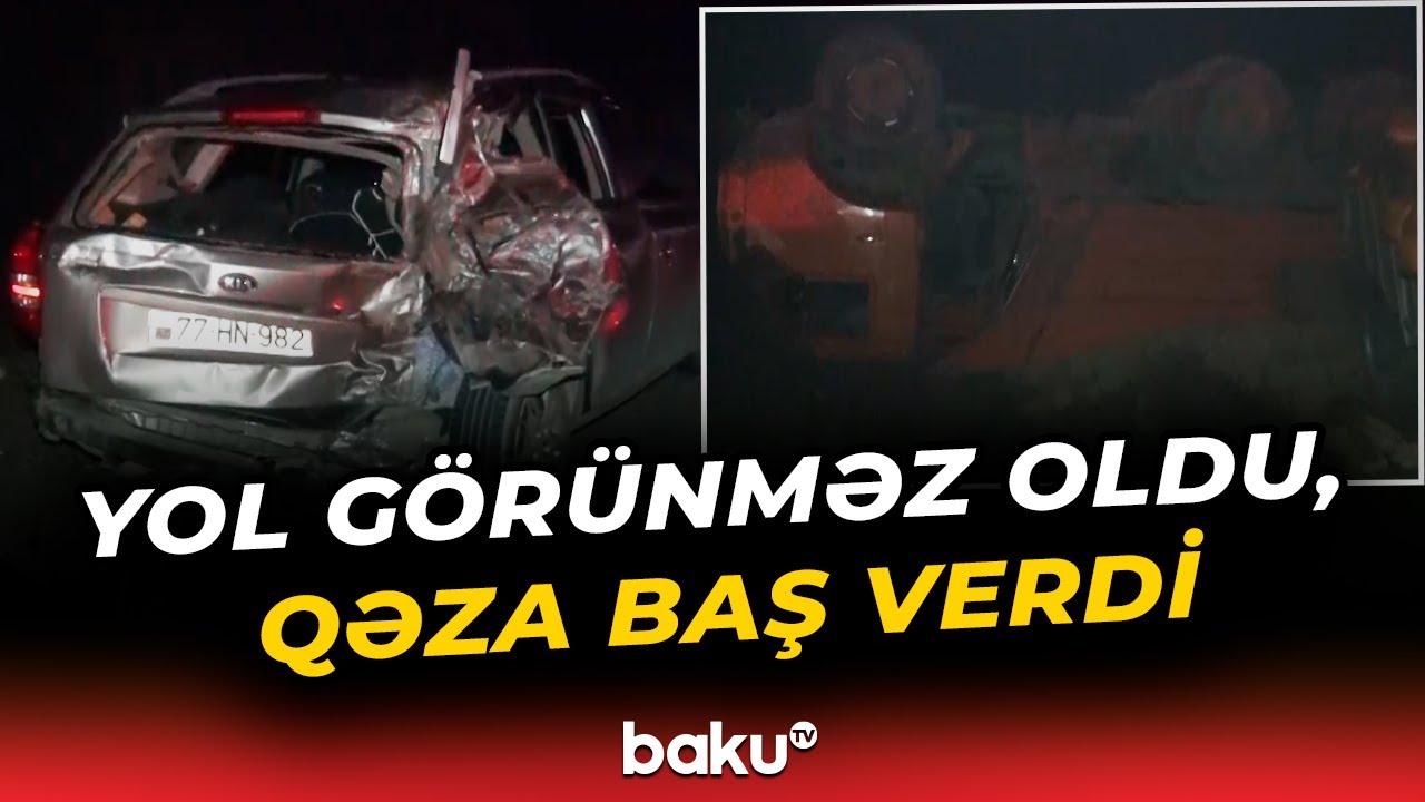Salyanda duman zəncirvari qəzaya səbəb oldu | 7 avtomobil toqquşdu, xəsarət alanlar var - Baku TV