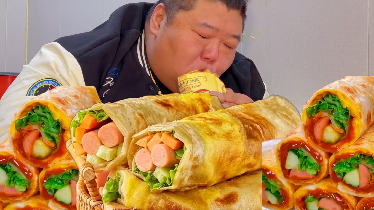 猴哥打卡老式鸡蛋灌饼，焦香酥脆，一口下去疯狂掉渣超好吃！【胖猴仔】