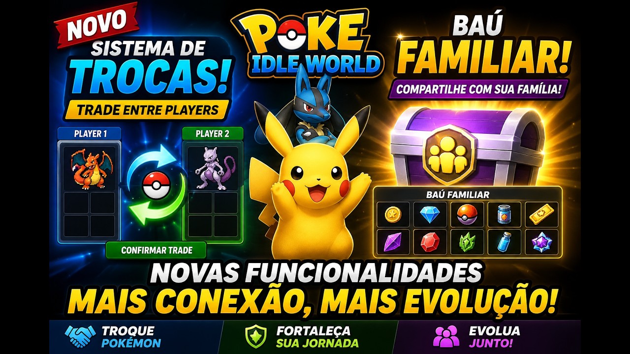POKEIDLE WORLD : BAU COMPARTILHADO E TROCA ENTRE PLAYERS , ENTENDA COMO FUNCIONA !