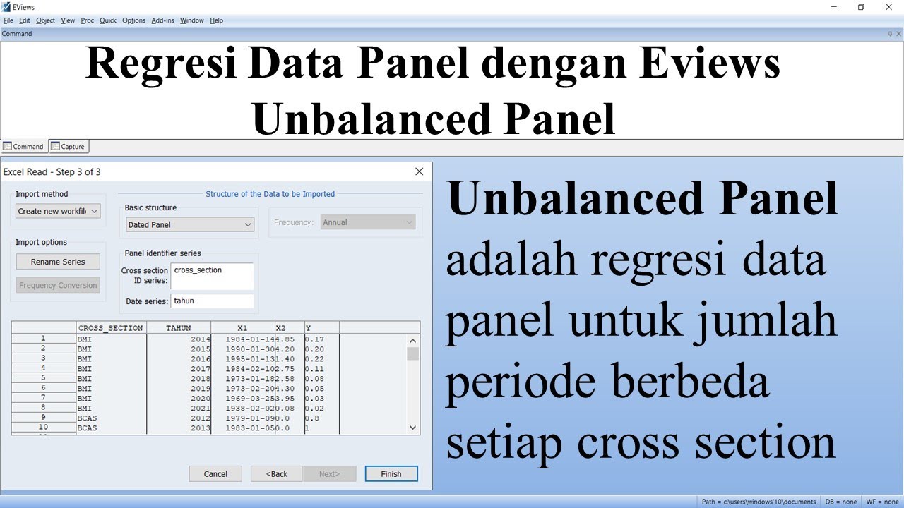 Regresi Data Panel dengan Eviews + Penjelasannya || Unbalanced Panel