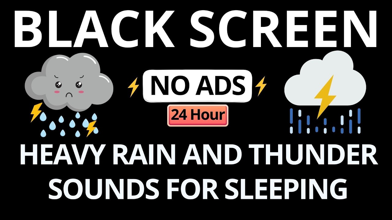 🔴 Heavy Rain and Thunder Sounds for Sleeping - Black Screen | Deep Sleep Rainstorm