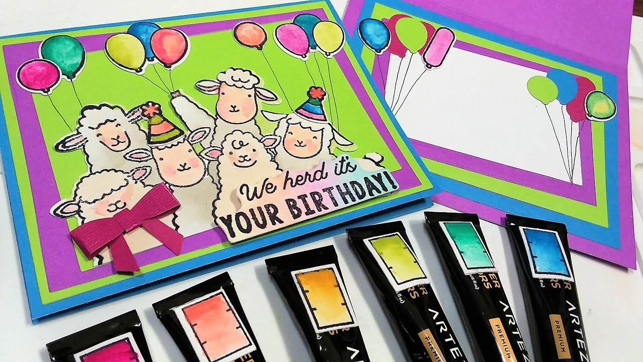 Review of Waffle Flower Water Media Mat & Watercolor B-Day Cards & GIVEAWAY!!!