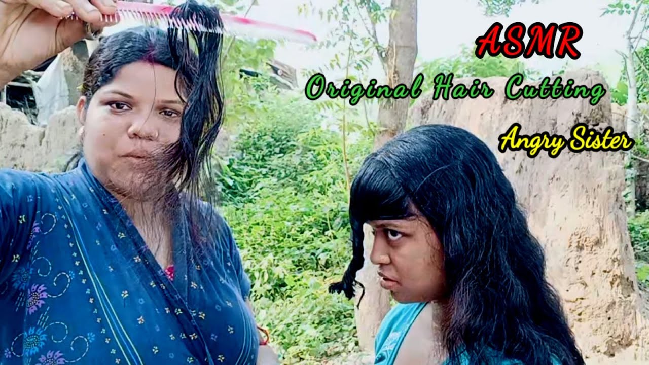 ASMR~ Doing My Sister Real Hair Cutting (Outdoor Hair cutting) ✂️🛑