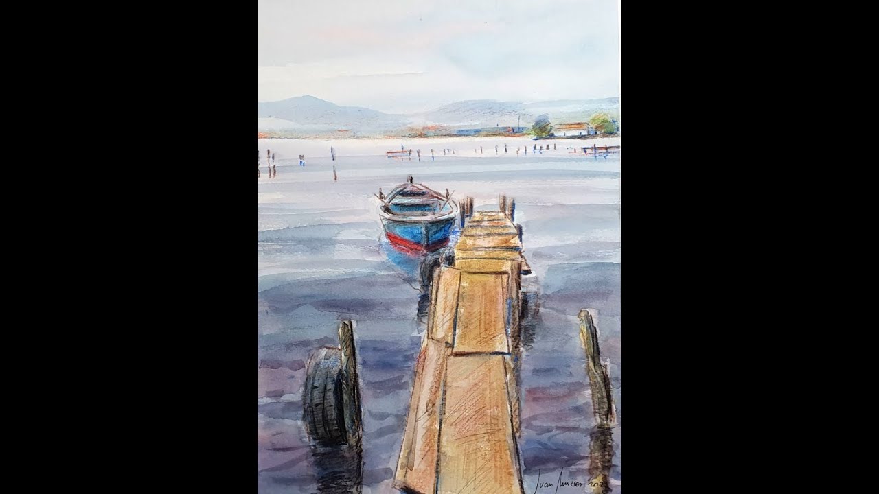 watercolor basic 88 lápices acuarelables - embarcadero. Pintando con Juan Mieres