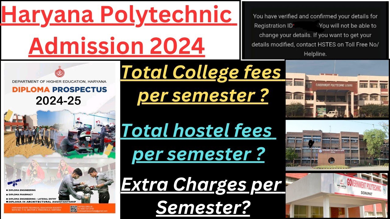 Haryana Govt Polytechnic Admission 2024// Total College fees & Hostel fees// Govt Polytechnic