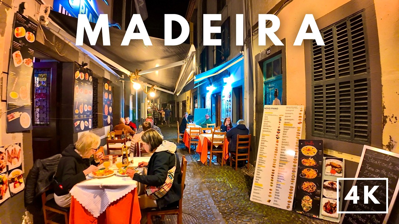 Madeira Night Walk: Funchal's Historic Streets in 4K HDR | Stunning Views of Funchal at Night