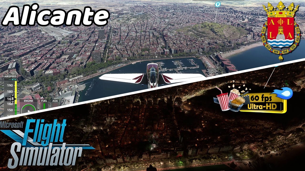 ALICANTE Tour COMPLETO Noche y Día en FLIGHT SIMULATOR 2020 | SPAIN 4K 60FPS