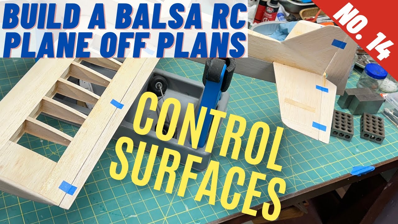 How to Build a Balsa RC Plane Off Plans: No. 14, control surfaces, rudder, ailerons, and elevator.