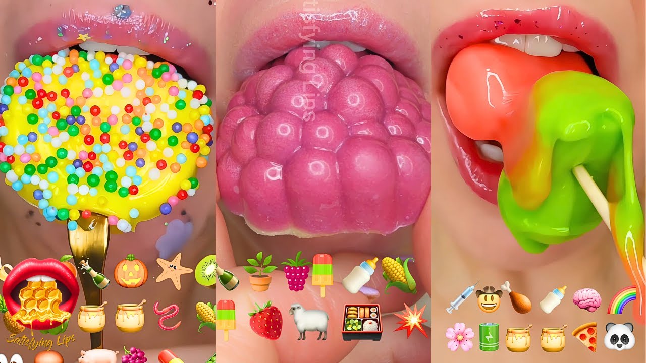 Relaxing ASMR Satisfying Eating Emoji Food Challenge