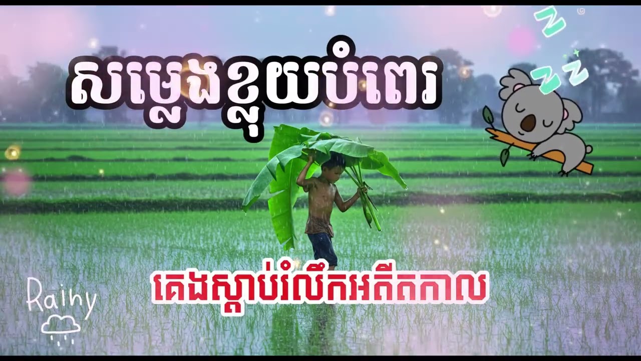 Countryside Rain in Khmer Rice Fields   Relaxing Flute   Rain Sounds for Sleep  សម្លេងខ្លុយបំពេរ