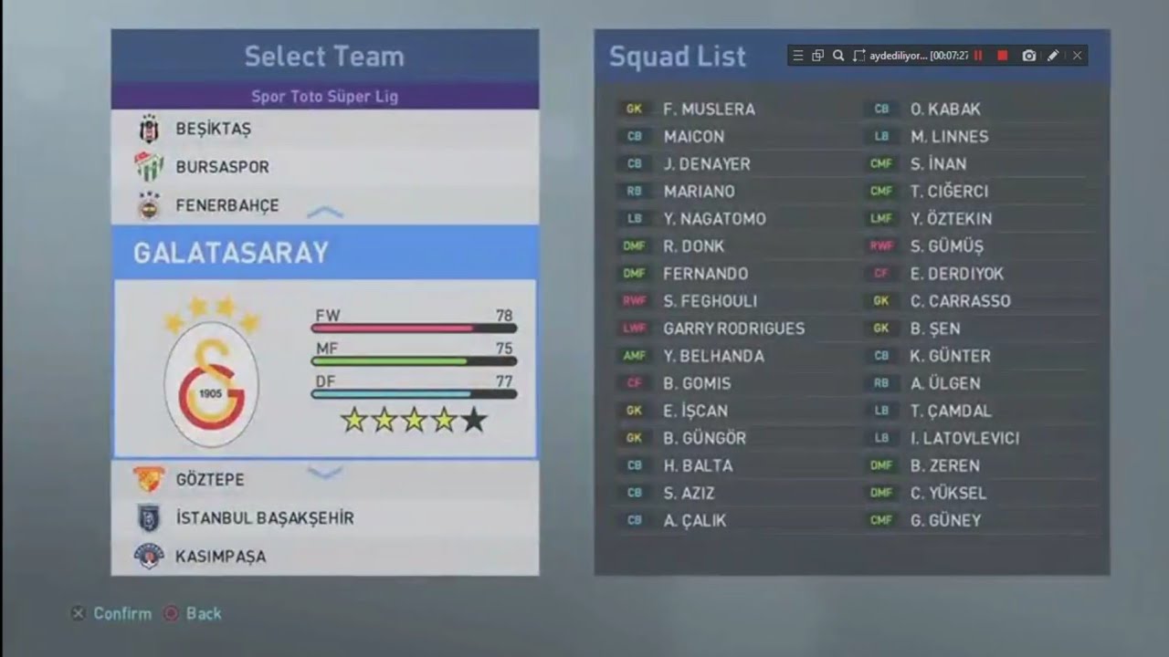 PES 2019 SPOR TOTO SÜPER LİG TÜM OYUNCULARIN YÜZLERİ VE GÜÇLERİ
