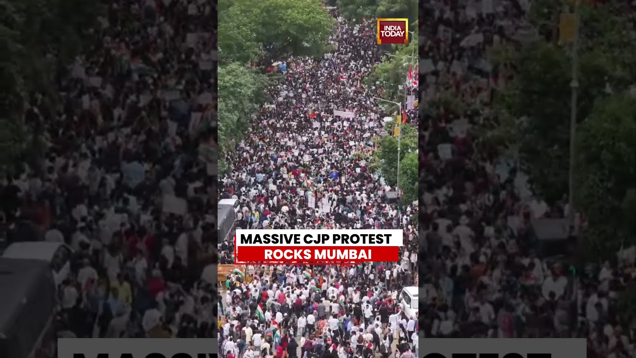 MASSIVE CJP PROTEST ROCKS MUMBAI #cjpprotest #mumbai #mumbaiprotest #shortsviral #indiatoday