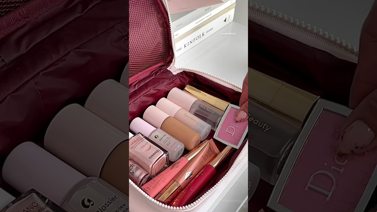 let&rsquo;s pack my Rare Beauty makeup bag 🌸 #asmr #packing #cutethings #satisfying #makeupshorts