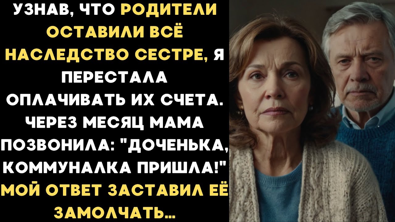 Родители оставили всё наследство сестре и я перестала им помогать. Через месяц мама позвонила, но я