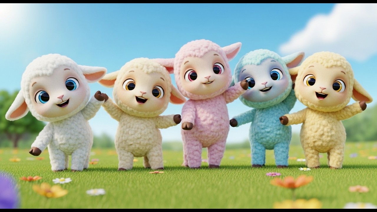 Five Little Lamb Babies Baa Baa Baa | Farm Animal Sounds & Counting Song