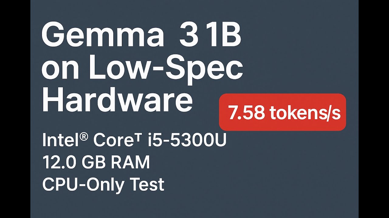 Running Gemma 3 1B on Low-Spec PC | CPU-Only Test & Token Speed Benchmark