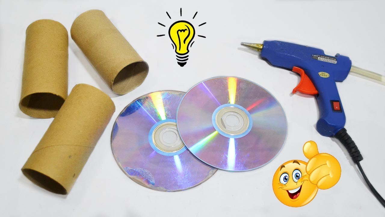Best Reuse Idea With Old Cds and Empty Paper Tube How To Recycle Old CDS and Paper Tube