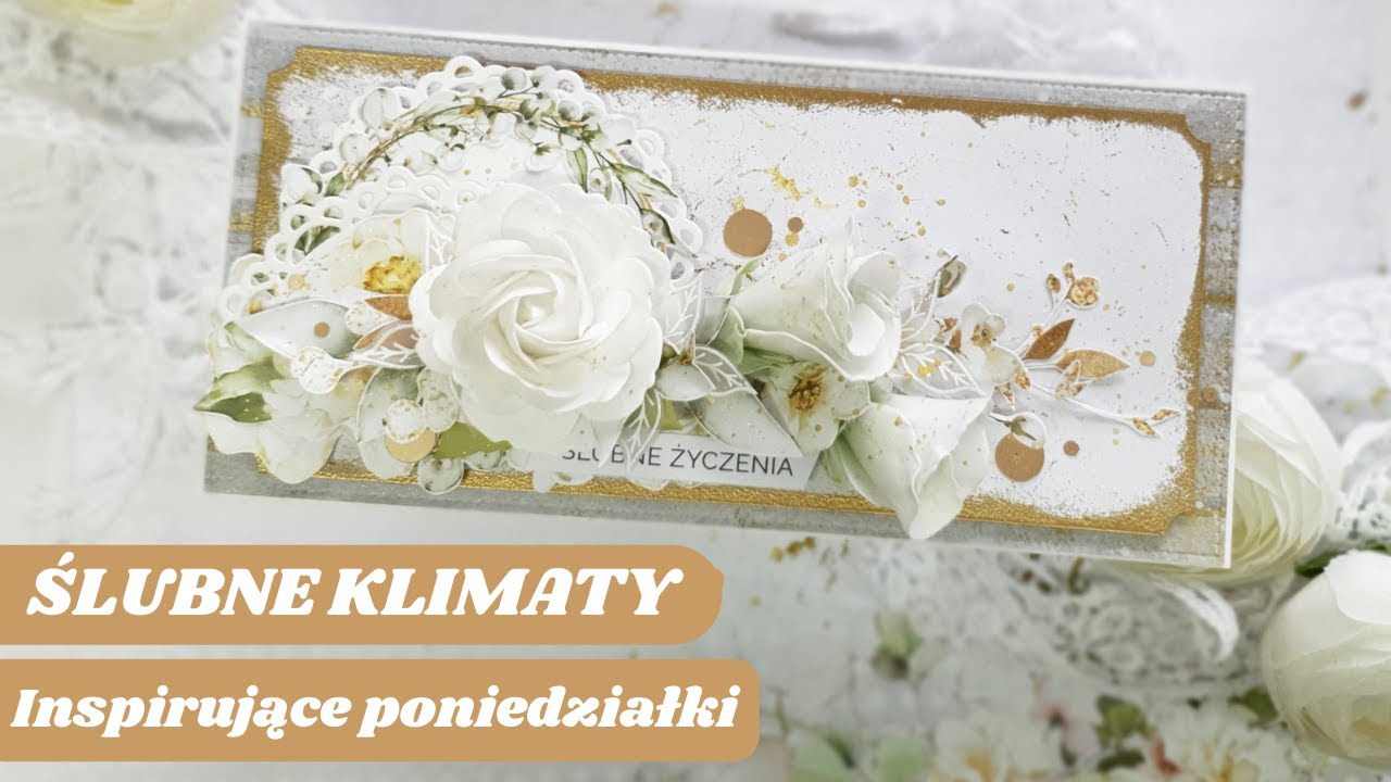 Kartka ślubna DL w złocie. Embossing. Inspirujące poniedziałki. Wedding card in gold #8