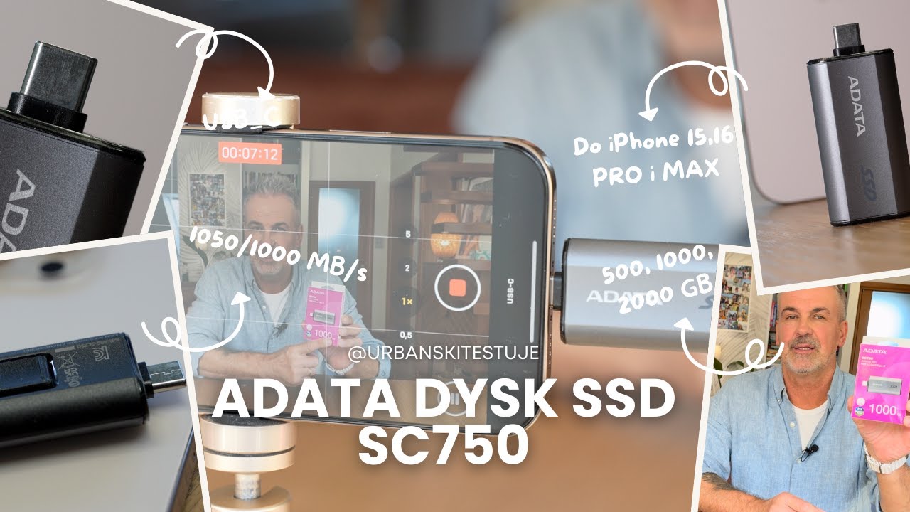 Adata SSD SC750 - przenośny dysk SSD do iPhone 15 i 16.