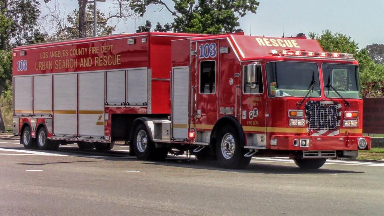 (NEW USAR & Heavy Rescue) LACoFD USAR Task Force 103 Responding