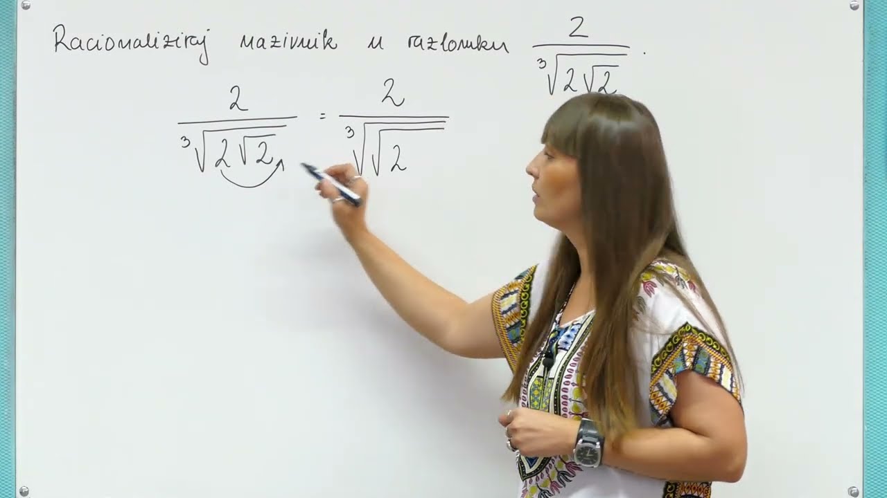 Korijeni i potencije : Racionaliziraj nazivnik u razlomku