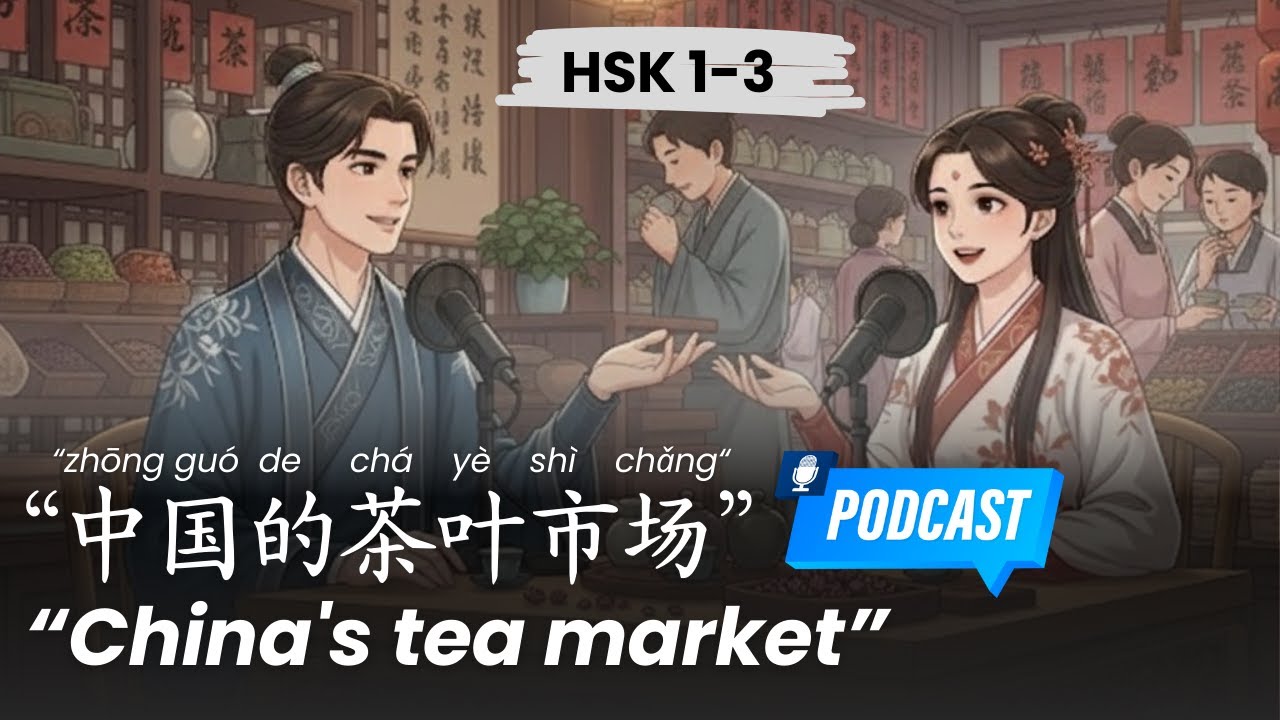 HSK 1-3 l China's tea market l 中国的茶叶市场 l Chinese Podcast
