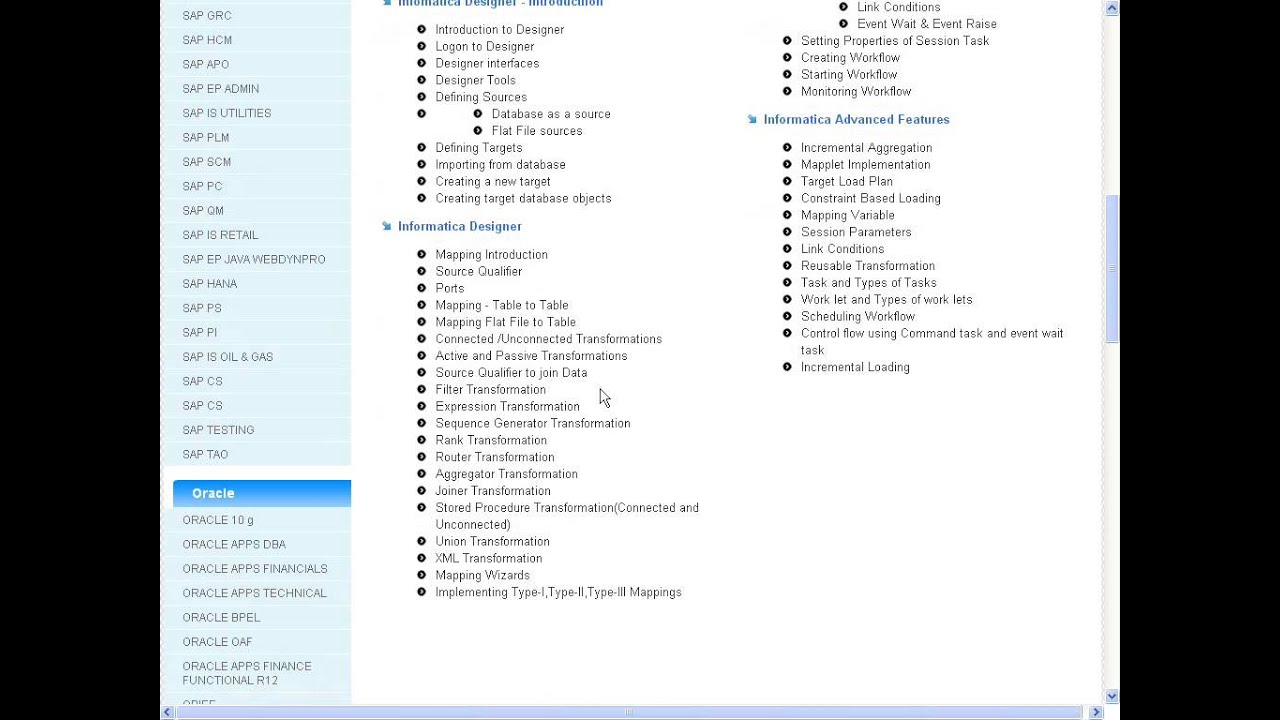 Informatica Course Content - Informatica Online Training and Placement - Crescent IT Solutions