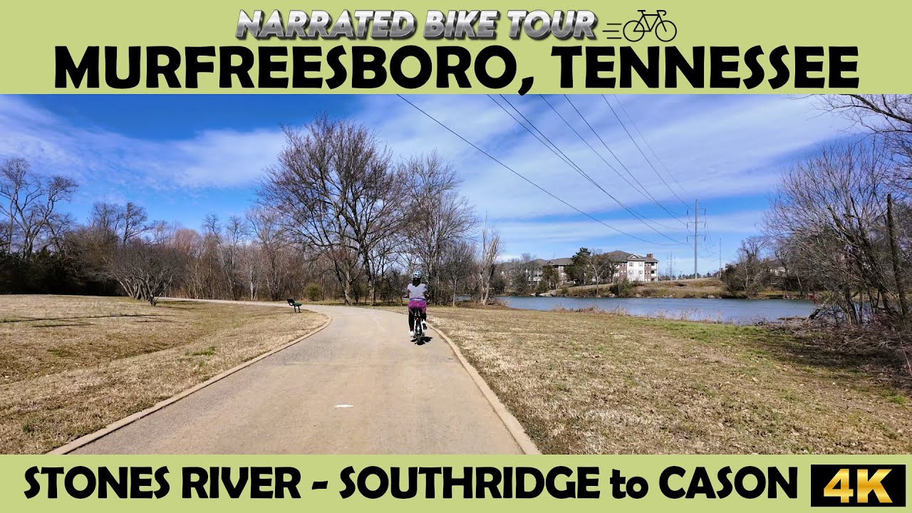 🚴‍♂️  Murfressboro, Tennessee - Stones River Trail 🌿🏞️ 4K Bike Ride