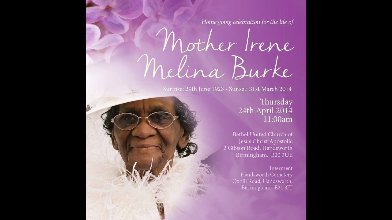 Home Going Service of Mother Irene Burke