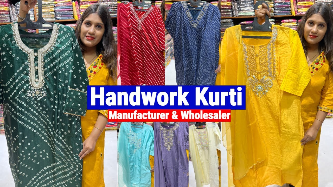 Bullion Knot Stitch & Zardosi Work Cotton/ Dola/ Muslin Handwork Kurti Manufacturer in Kolkata