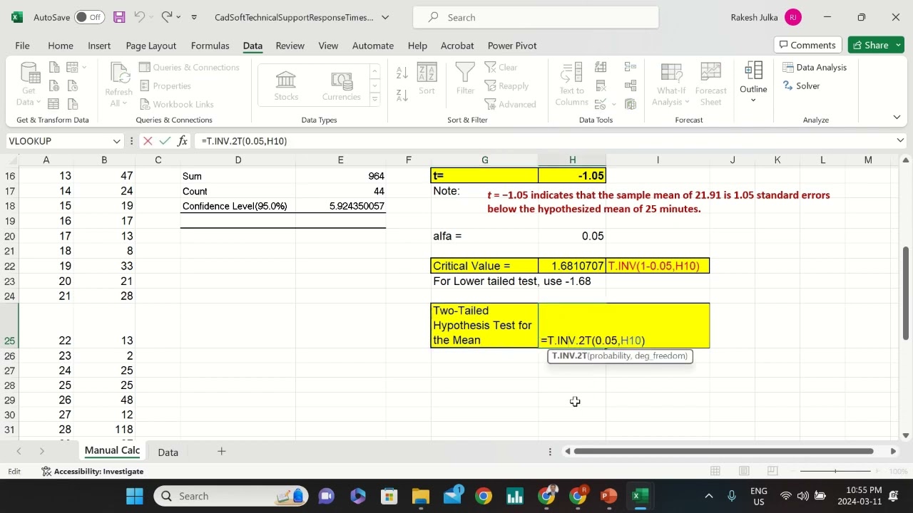 How to Calculate t-test - Practical