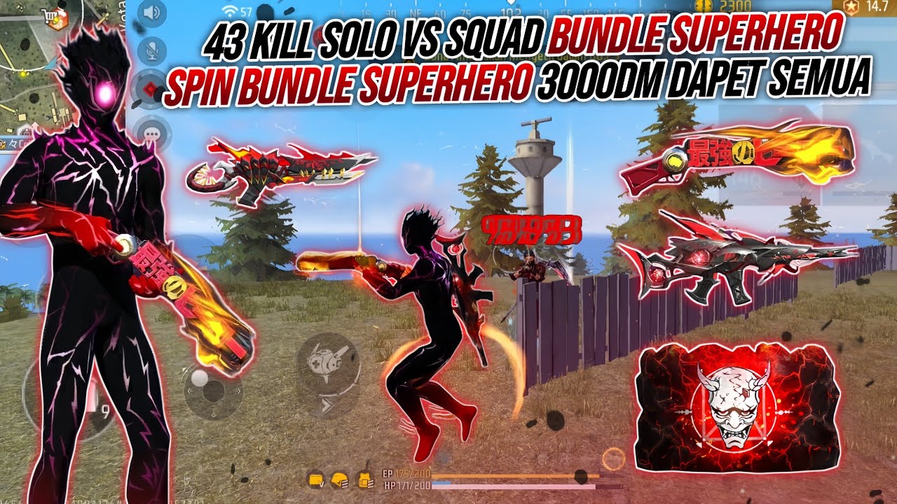 43 KILL SOLO VS SQUAD BUNDLE SUPER HERO TERBARU !!! SPIN BUNDLE SUPERHERO MODAL 3000DM DAPET SEMUA 🔥