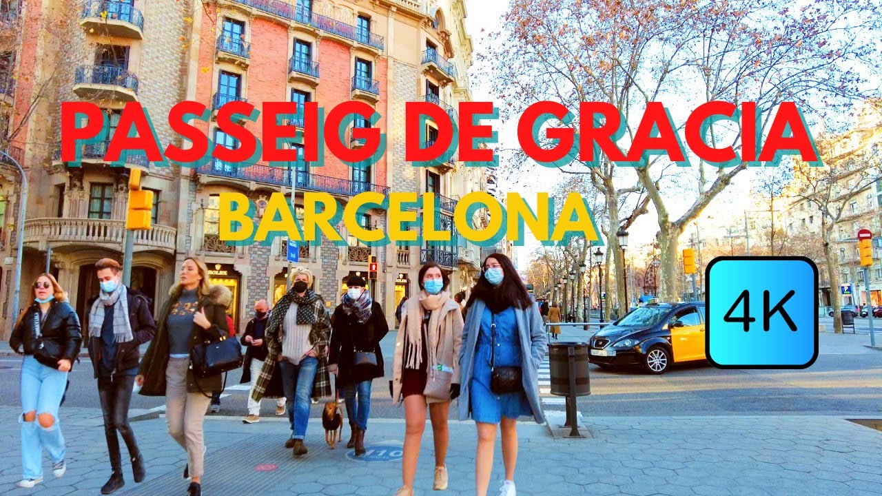 [4k]Прогулка по историческим и роскошным торговым улицам Барселоны, Passeig de Gràcia