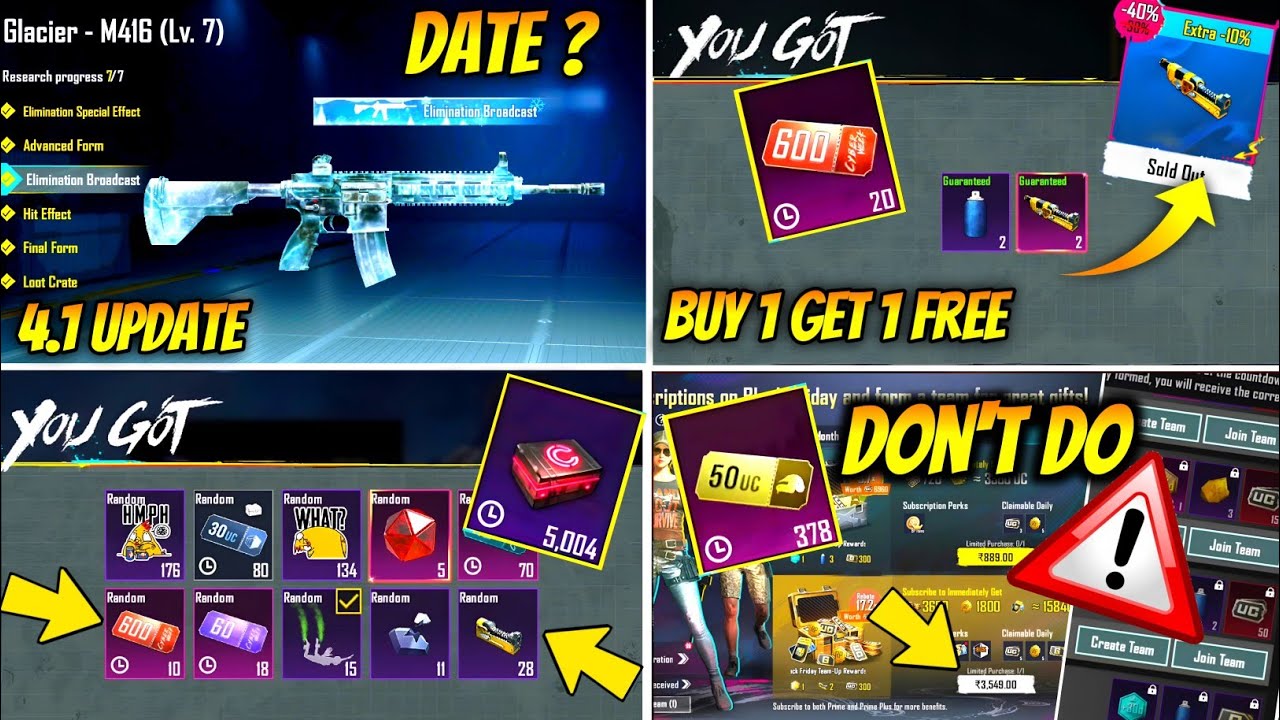 M416 GLACIER  RELEASE DATE ? |BUY 1 GET ONE FREE MATERIAL TRICK | CYBER WEEK 1 YEAR PRIME PLUS TRICK