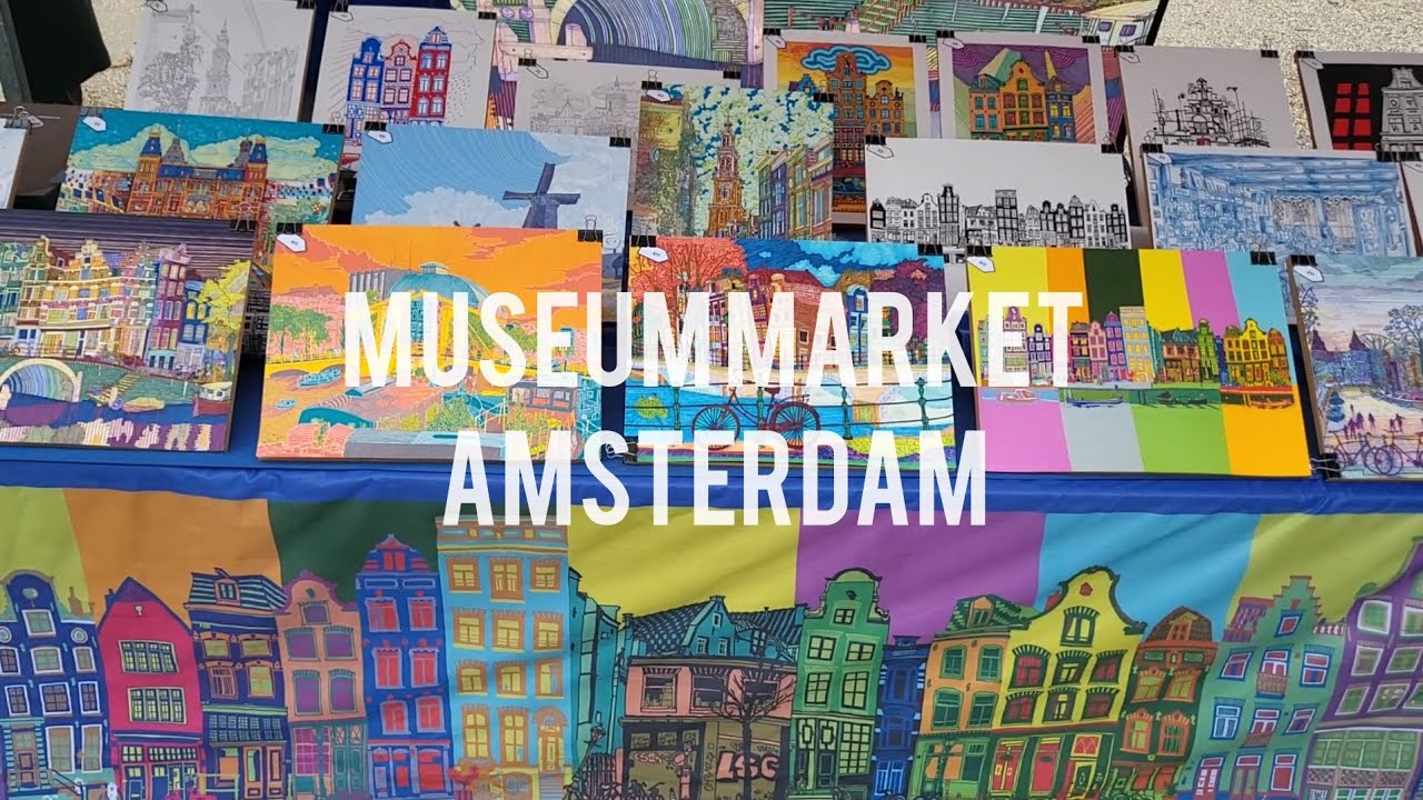 [1 min] Museum Market, Amsterdam. Art and Craft market open on every third Sunday of the month