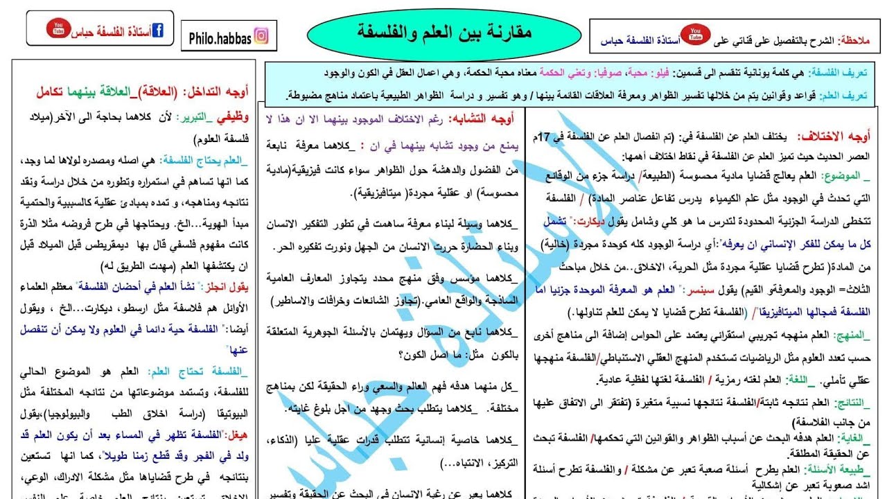 مقارنة بين العلم والفلسفة بدون حفظ بالتفصيل👍الفرق بين العلم و الفلسفة /#bac2025 #الجزائر#اكسبلور
