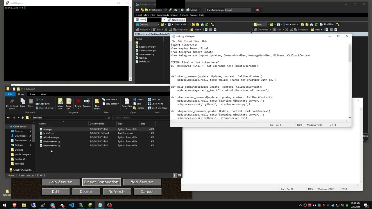 How to use a telegram bot to control a Minecraft server. (open source)