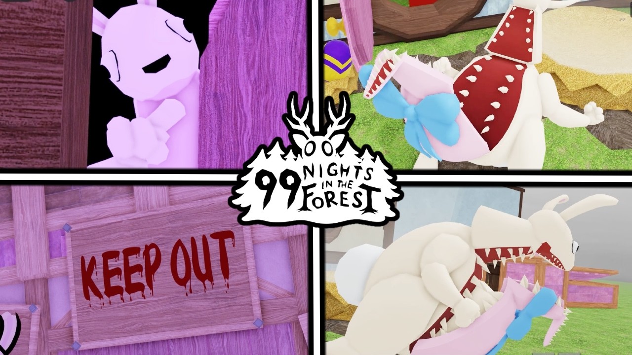 99 Nights in the Forest - EVIL Easter Bunny ALL Cutscenes + Special Egg | Roblox