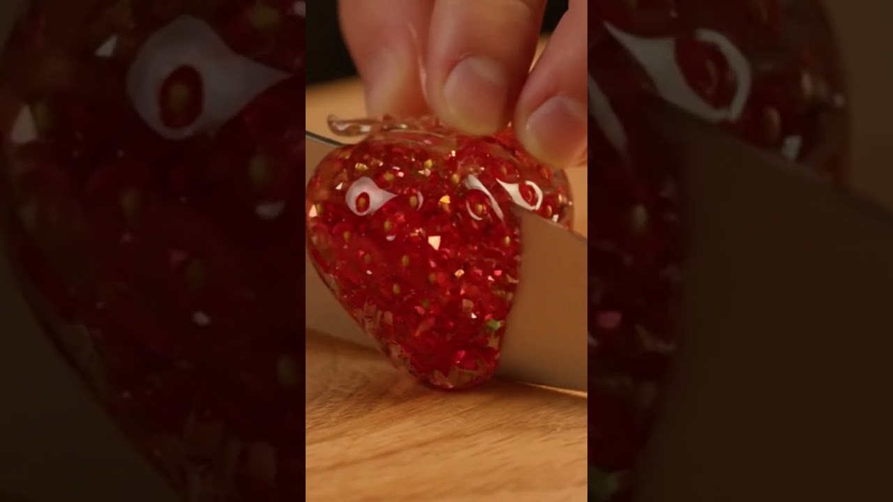 Mesmerizing Red Sparkling Glass Cutting ASMR