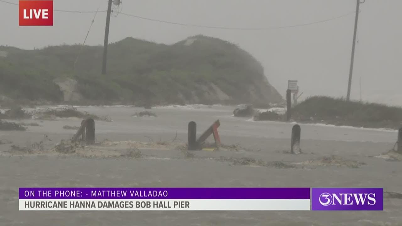 T-head at Bob Hall Pier collapses during Hurricane Hanna