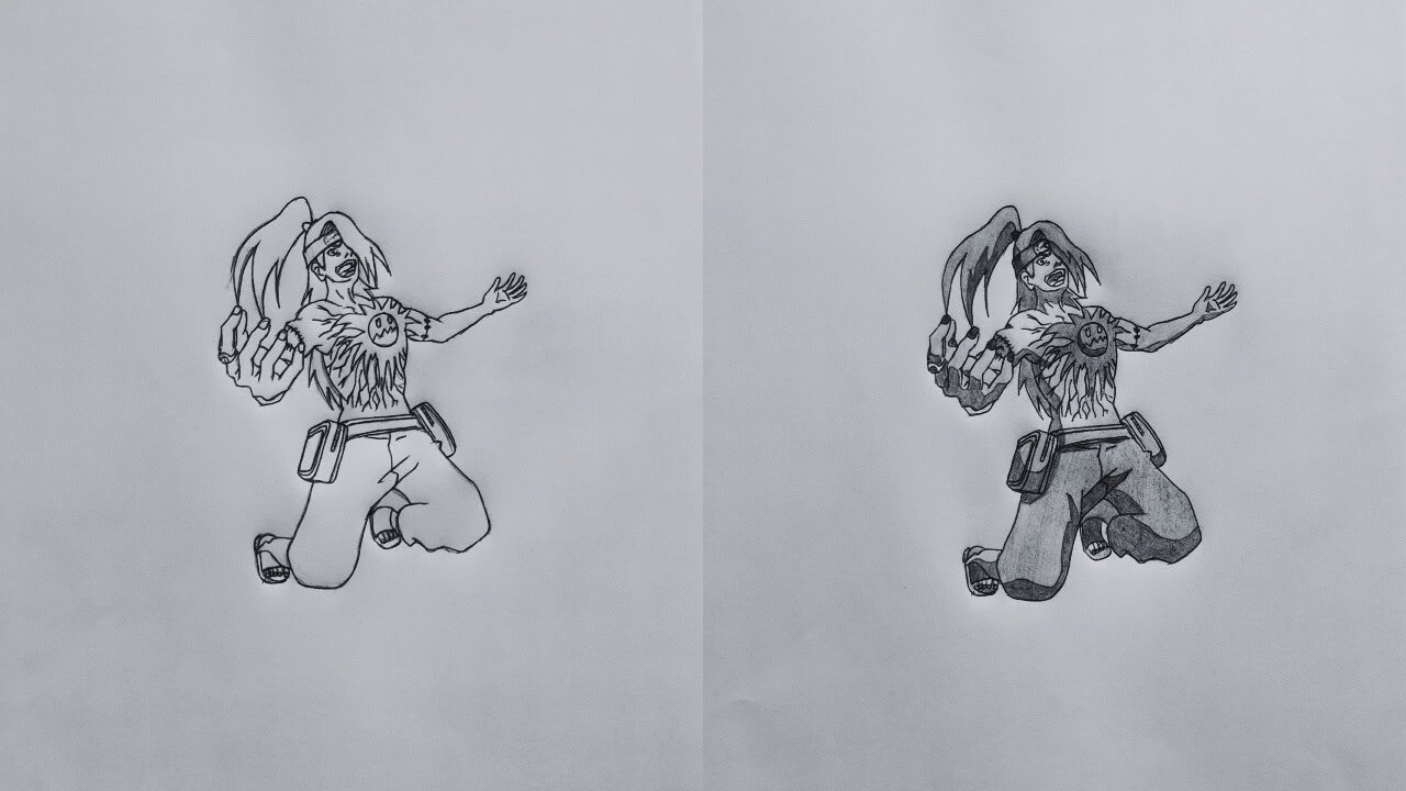 Drawing Deidara from Naruto Shippuden | Explosive Art Style Speed Sketch