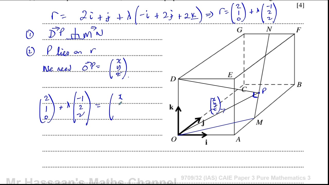 CAIE, 9709/32/F/M/20 P32, March 2020, Paper 32,  Q8 Vector Equations of Lines, Perpendicular Vectors