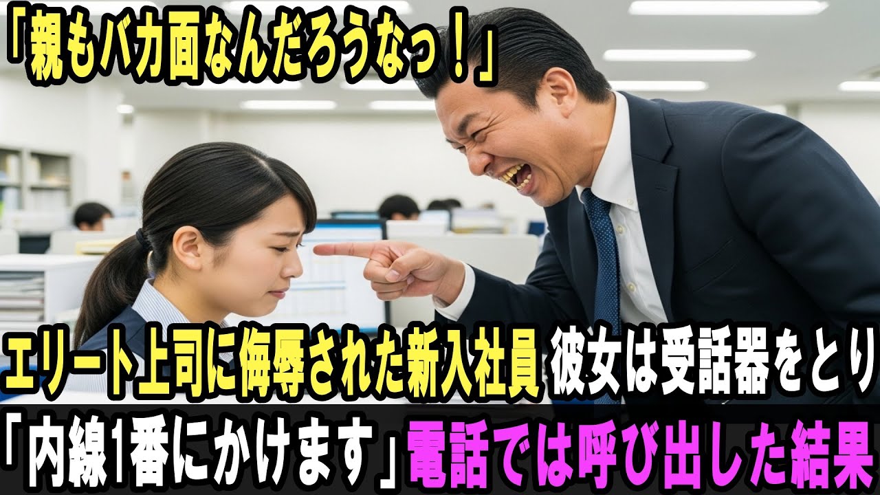 「親もバカ面なんだろうなｗw」エリート部長に侮辱された新入社員。「…では今からかけます」電話に出た瞬間、職場全体が凍り付いた…