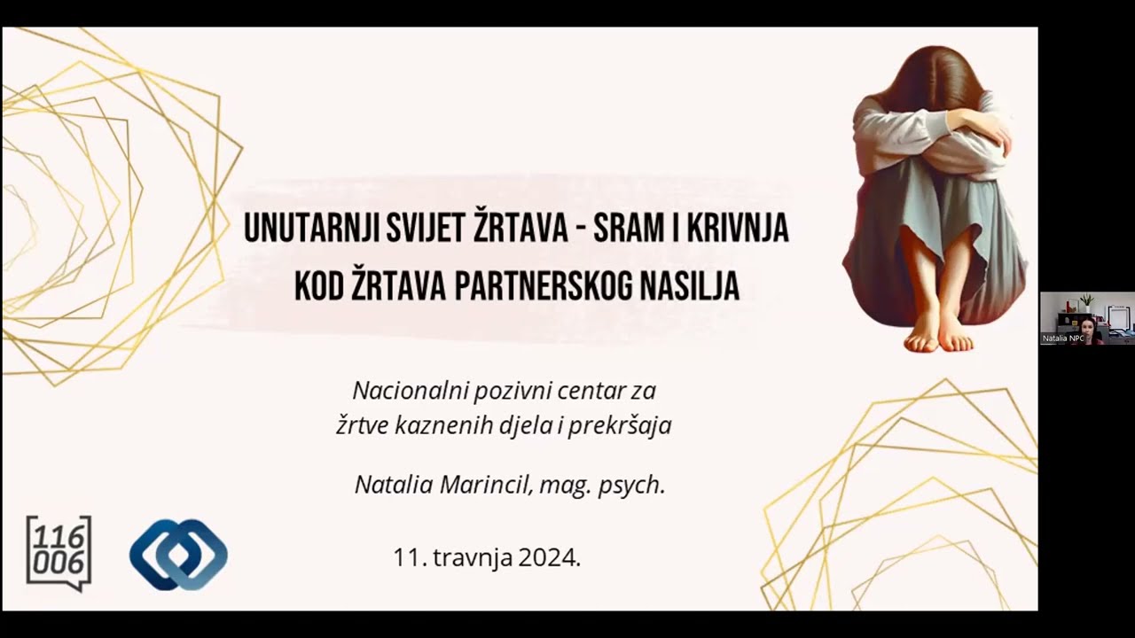 Predavanje: Unutarnji svijet žrtava - Sram i krivnja kao posljedice partnerskog nasilja