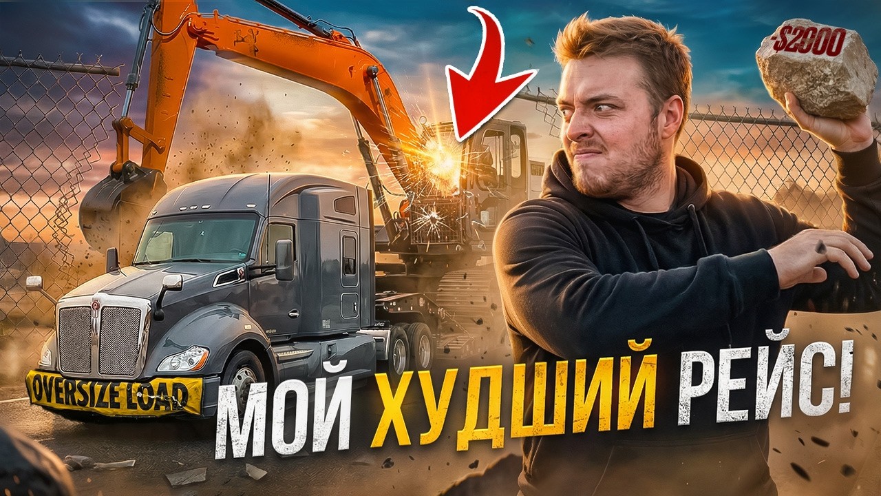 РАЗБИЛ ЭКСКАВАТОР! СНЕС ЗАБОР! ДАЛЬНОБОЙ ПО США!