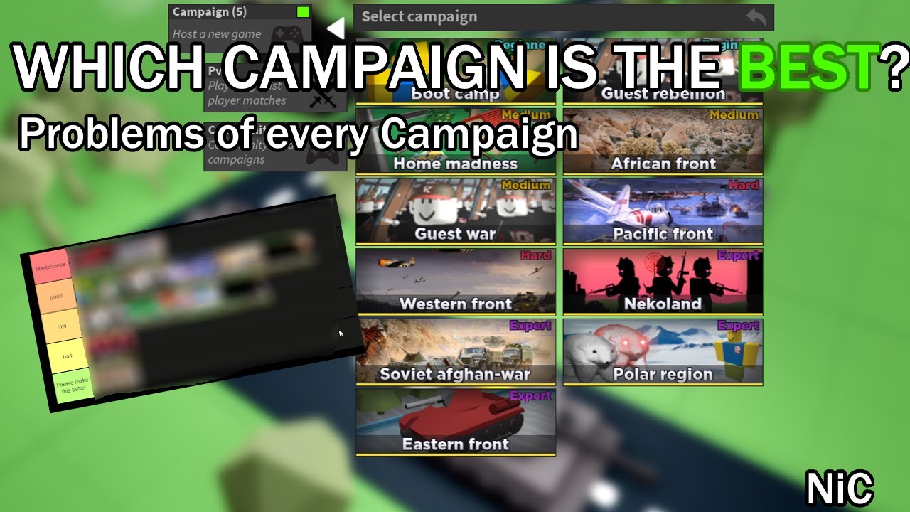 Which NiC Campaign is the best? | Noobs In Combat