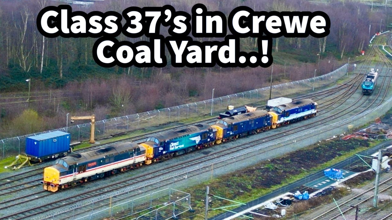 Aerial Views of DRS Class 37's in Crewe Coal Yard, Gresty Bridge Depot & Rear of LSL yard..!
